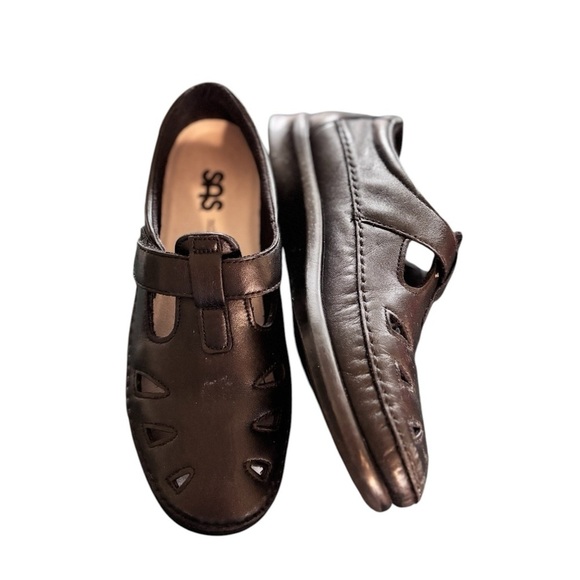 SAS Roamer Black TRIPAD Comfort Leather Loafer Size 8.5M Cut Outs Closed Toe - Picture 3 of 6